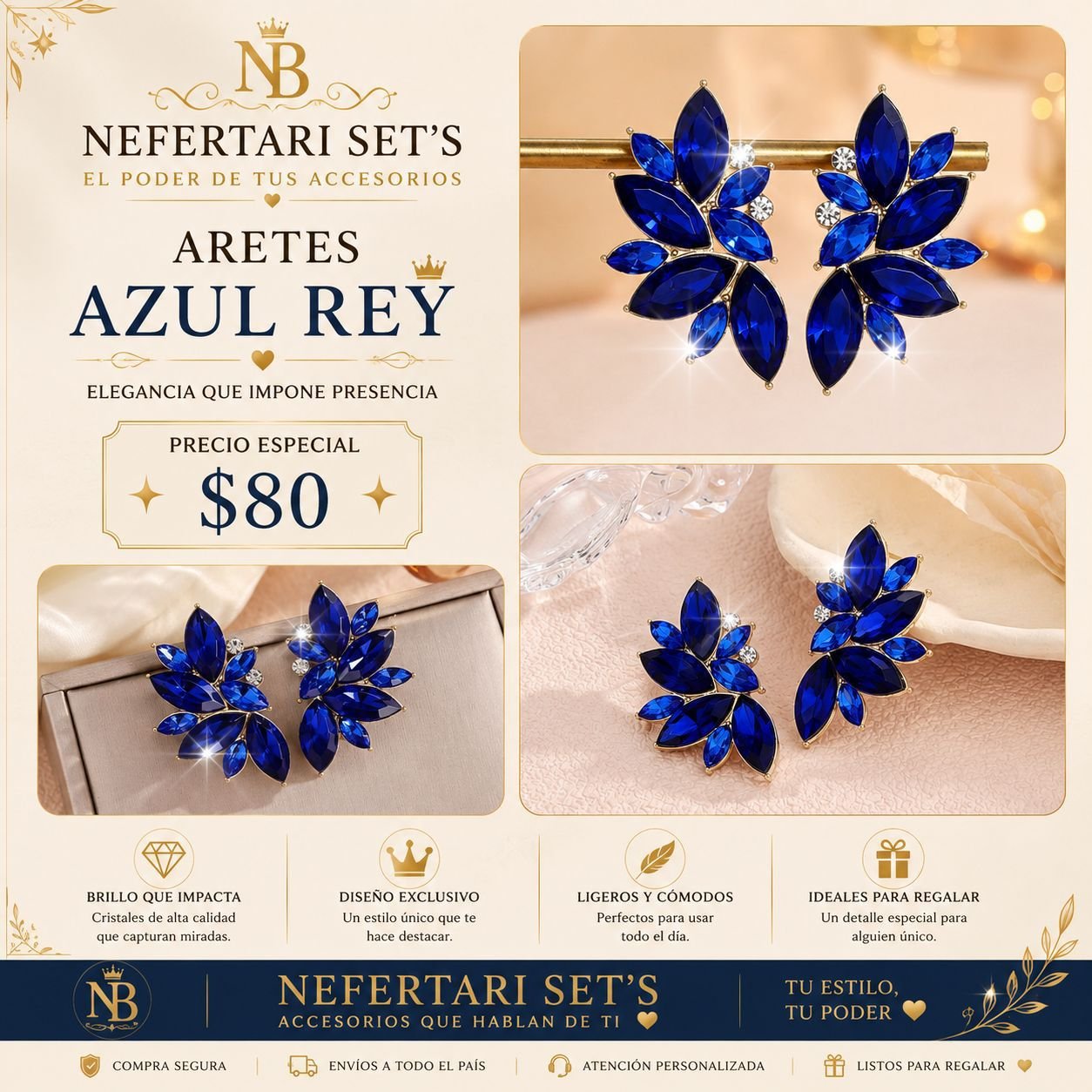 Aretes Azul Rey