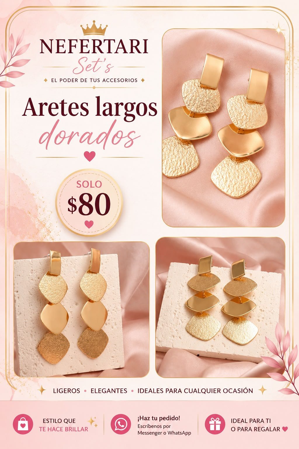 Aretes Largos color Dorado