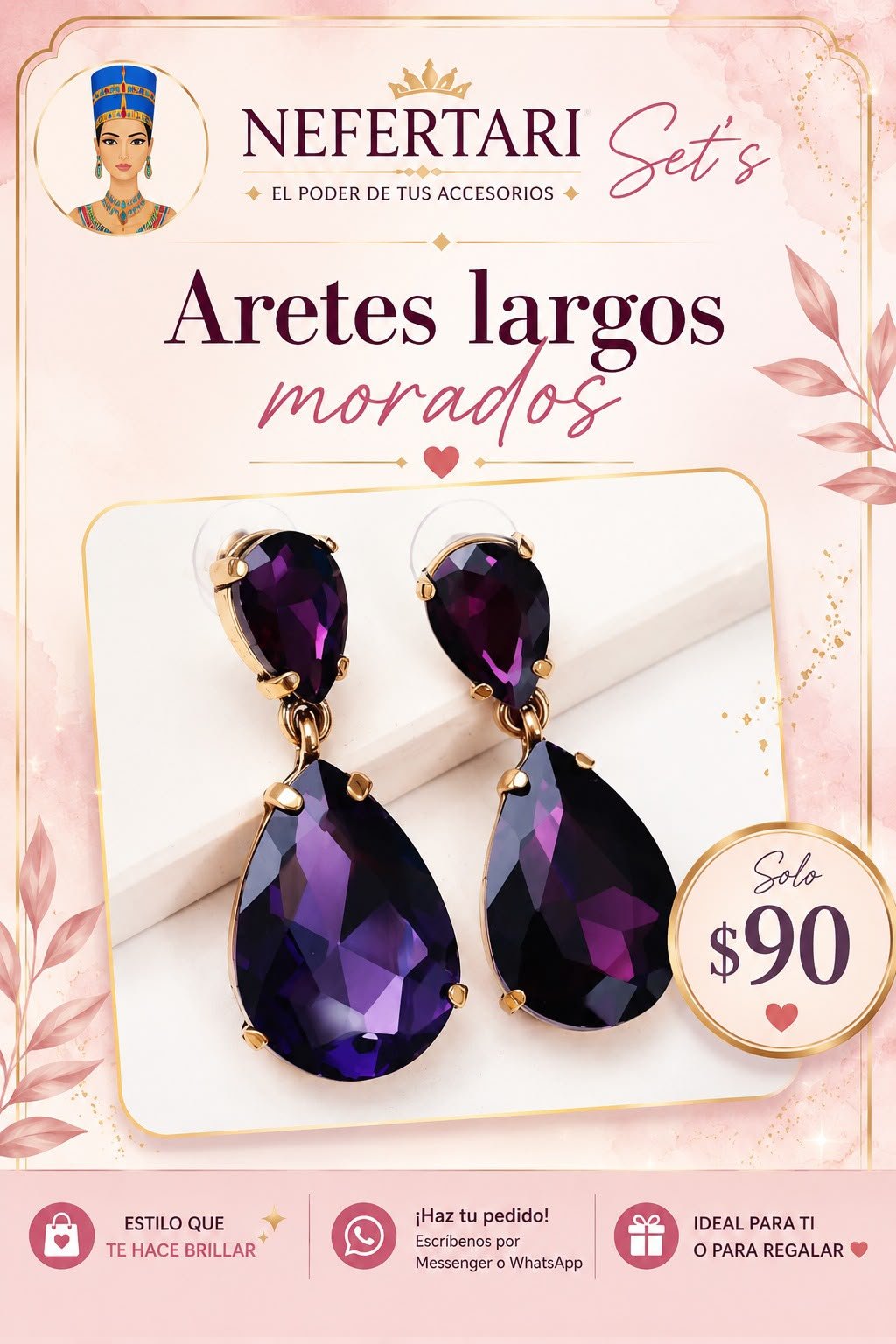 Aretes Largos color Morado