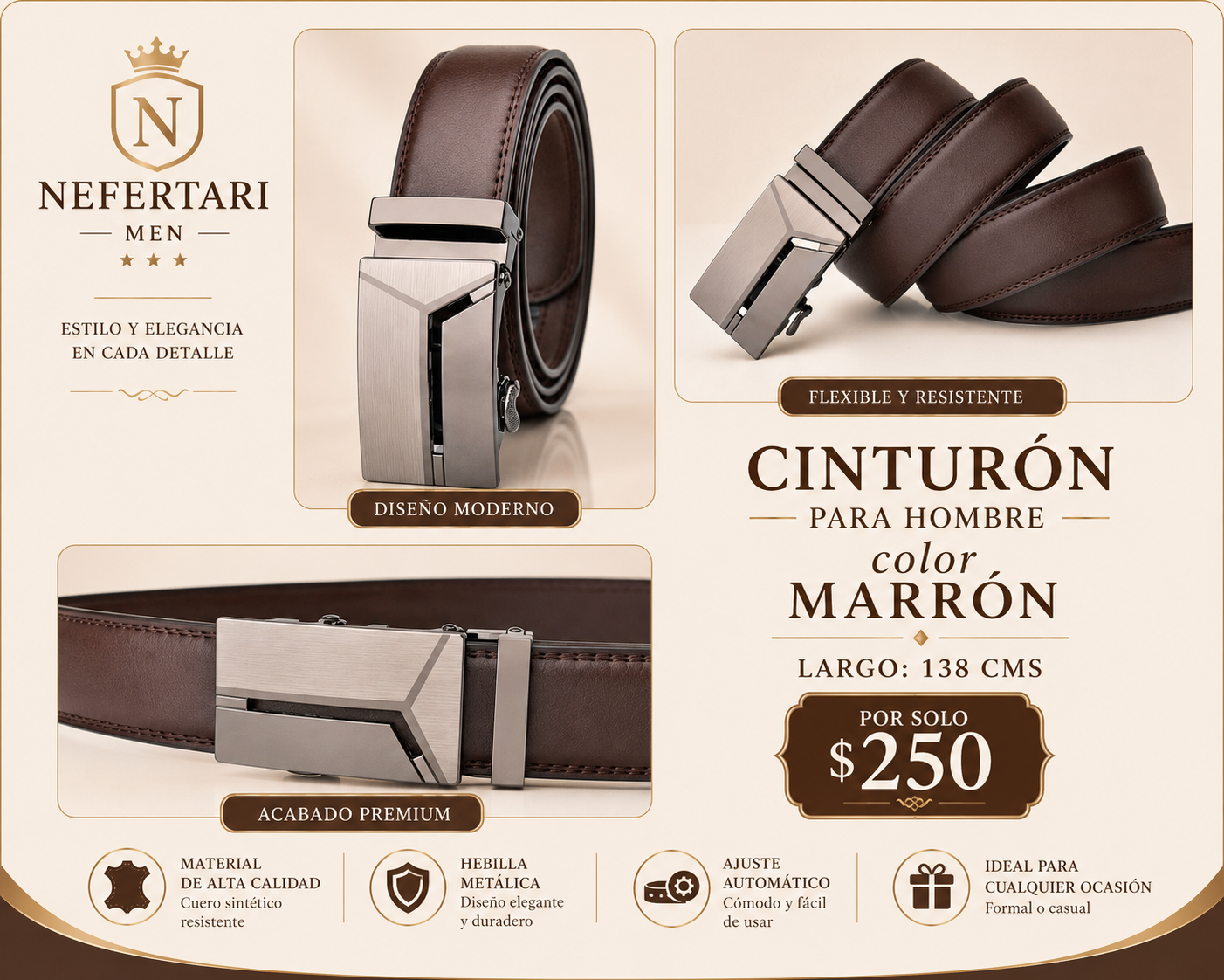 Cinturon color Marron