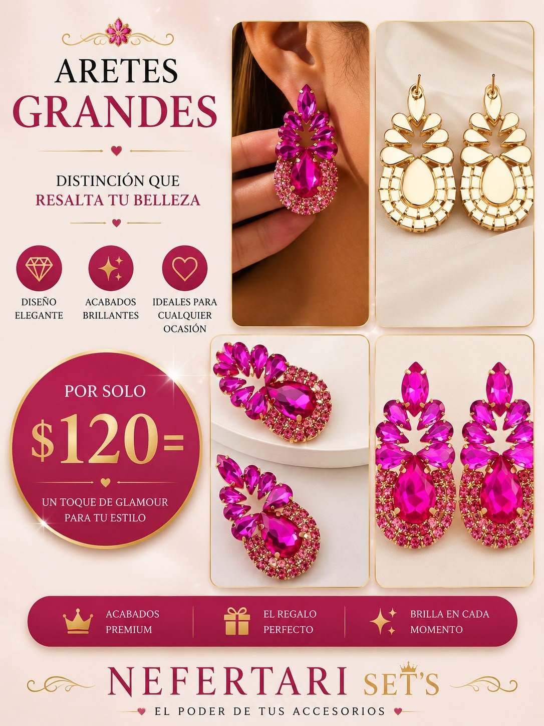 Aretes Grandes color Fucsia