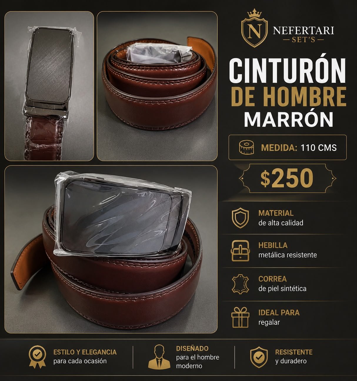 Cinturón color Café para Hombre